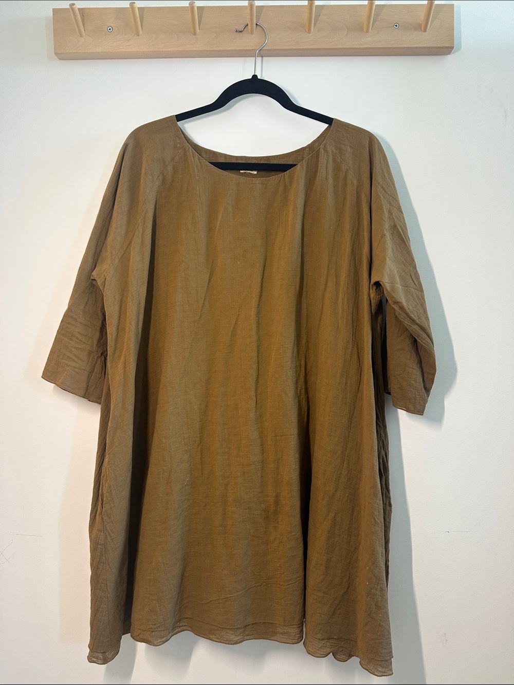 Relaxed Boatneck Tunic in Olive Brown